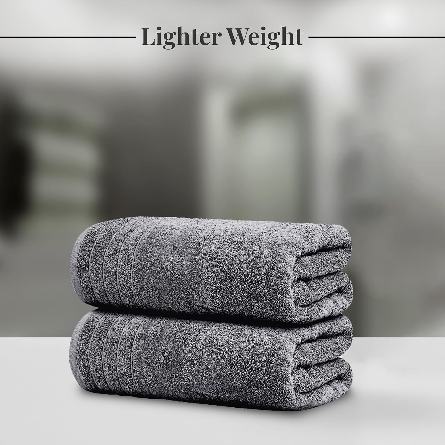 Pack of 8 Towels Set, 2 Extra Large Bath, 2 Hand, 4 Washcloths, 100% Cotton, Lighter Weight, Quicker to Dry, Super Absorbent, Perfect for Bathroom, Dark Grey