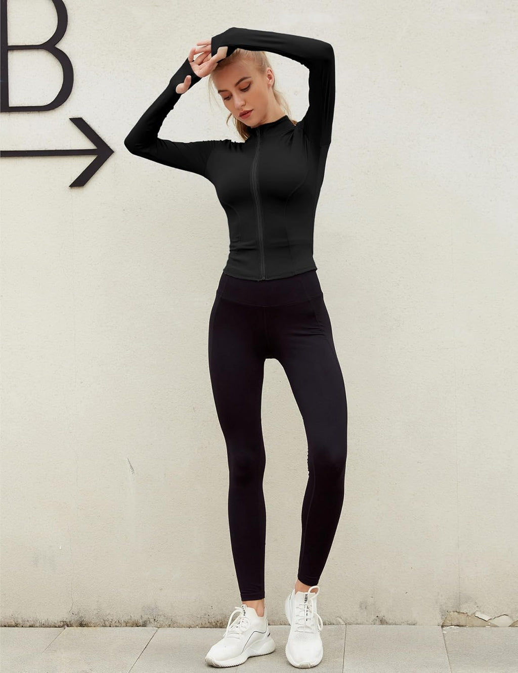 Womens Lightweight Full Zip Running Track Jacket Workout Slim Fit Yoga Sportwear with Thumb Holes