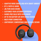 Tune 770NC - Adaptive Noise Cancelling with Smart Ambient Wireless Over-Ear Headphones, Bluetooth 5.3, up to 70H Battery Life with Speed Charge, Lightweight, Comfortable & Foldable Design (Black)