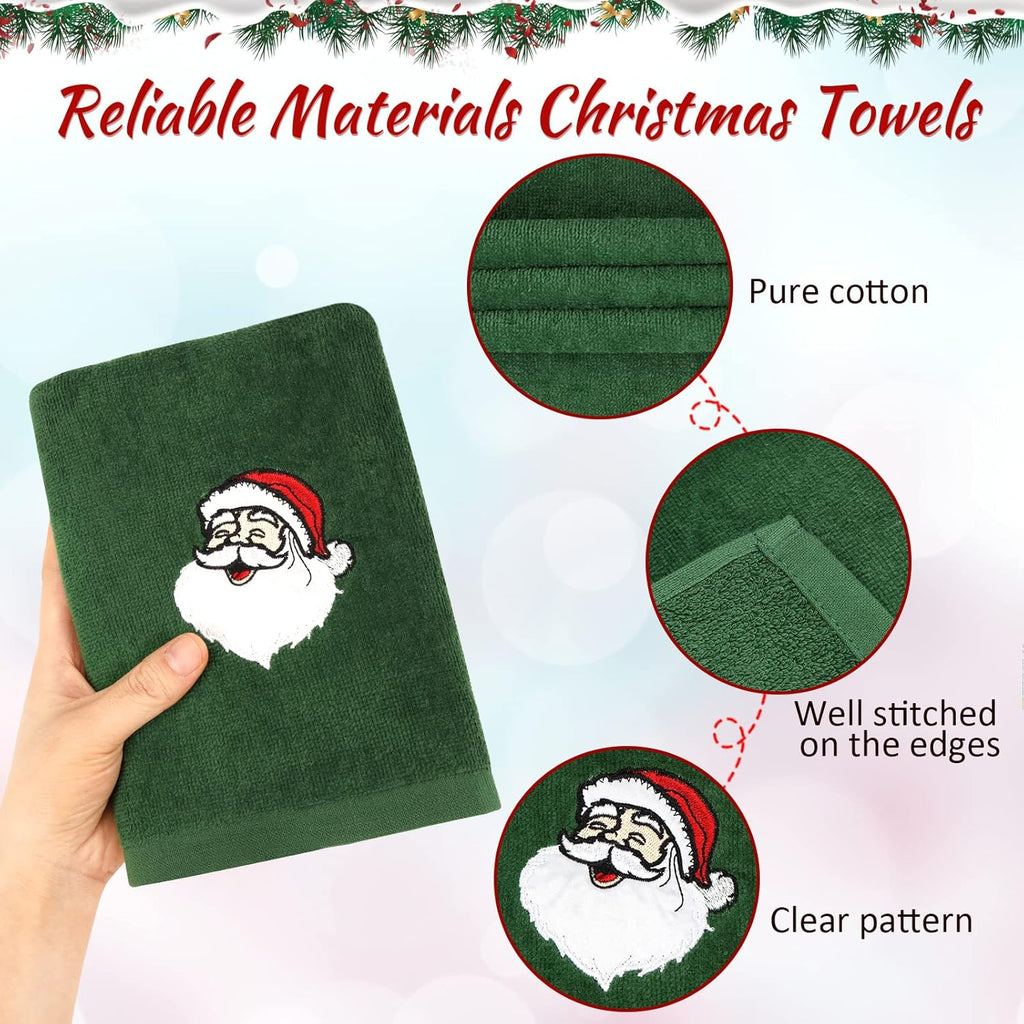 Large Christmas Hand Towels 3 Pieces, 100% Cotton Christmas Kitchen Towels 16" X 25" Christmas Towel for Bathroom Christmas Decoration - Red, White, Green