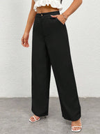 PETITE Ladies' Solid Color Simple Everyday Casual Trousers