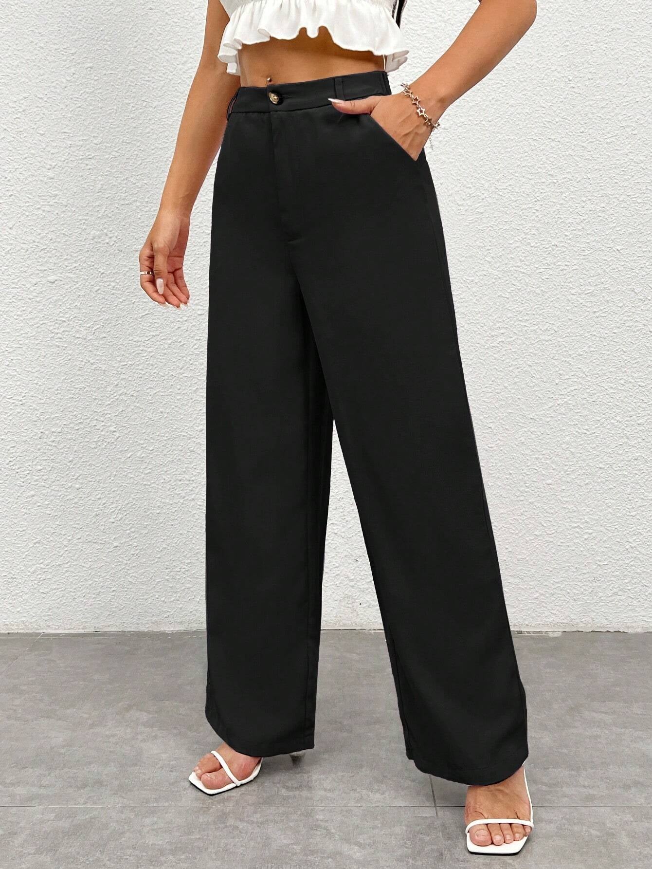 PETITE Ladies' Solid Color Simple Everyday Casual Trousers