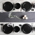 Celina Stoneware 16 Piece Dinnerware Set, Plates and Bowls, Black Matte Dish, Service for 4 – Minimalist round Style, Microwave & Dishwasher Safe