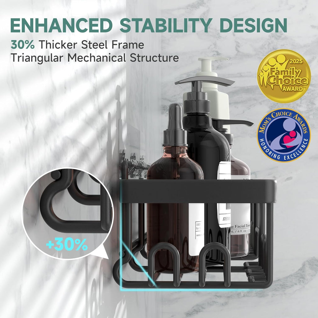 Rustproof Shower Caddy 6-Pack, No Drilling & Waterproof Adhesive Shower Shelves Rack with Soap Holder, Large Capacity Bathroom Organizers and Storage, Wall-Mounted Kitchen & Home Decor