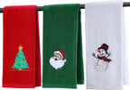Large Christmas Hand Towels 3 Pieces, 100% Cotton Christmas Kitchen Towels 16" X 25" Christmas Towel for Bathroom Christmas Decoration - Red, White, Green