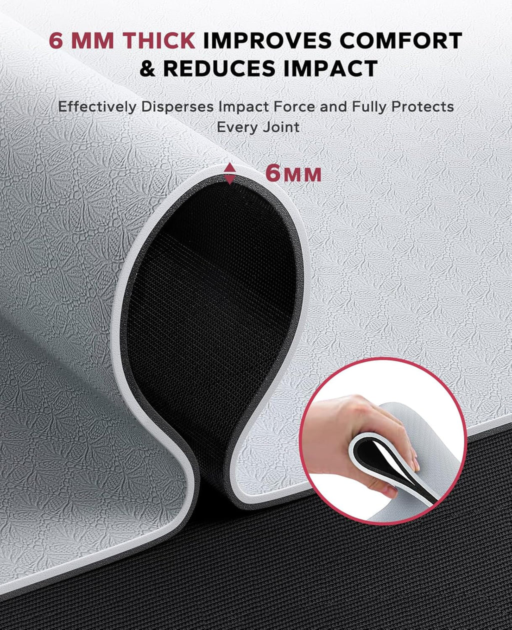 Large Yoga Mat - 72"X36" Extra Wide Exercise Mat - 1/4" Thick Dual Color PVC | Anti-Slip Surface & High Cushioning - Ideal for Yoga, Pilates & Home Workouts - Bonus Mesh Bag