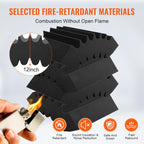 Acoustic Foam Panels, 4 Pack 16.5 X 6.3 X 12 Inches, Adhesive High Density Soundproof Wall Panels,Fire-Resistant Acoustic Panel,Sound Dampening Absorbing Panel for Studio Wall and Ceiling,Black