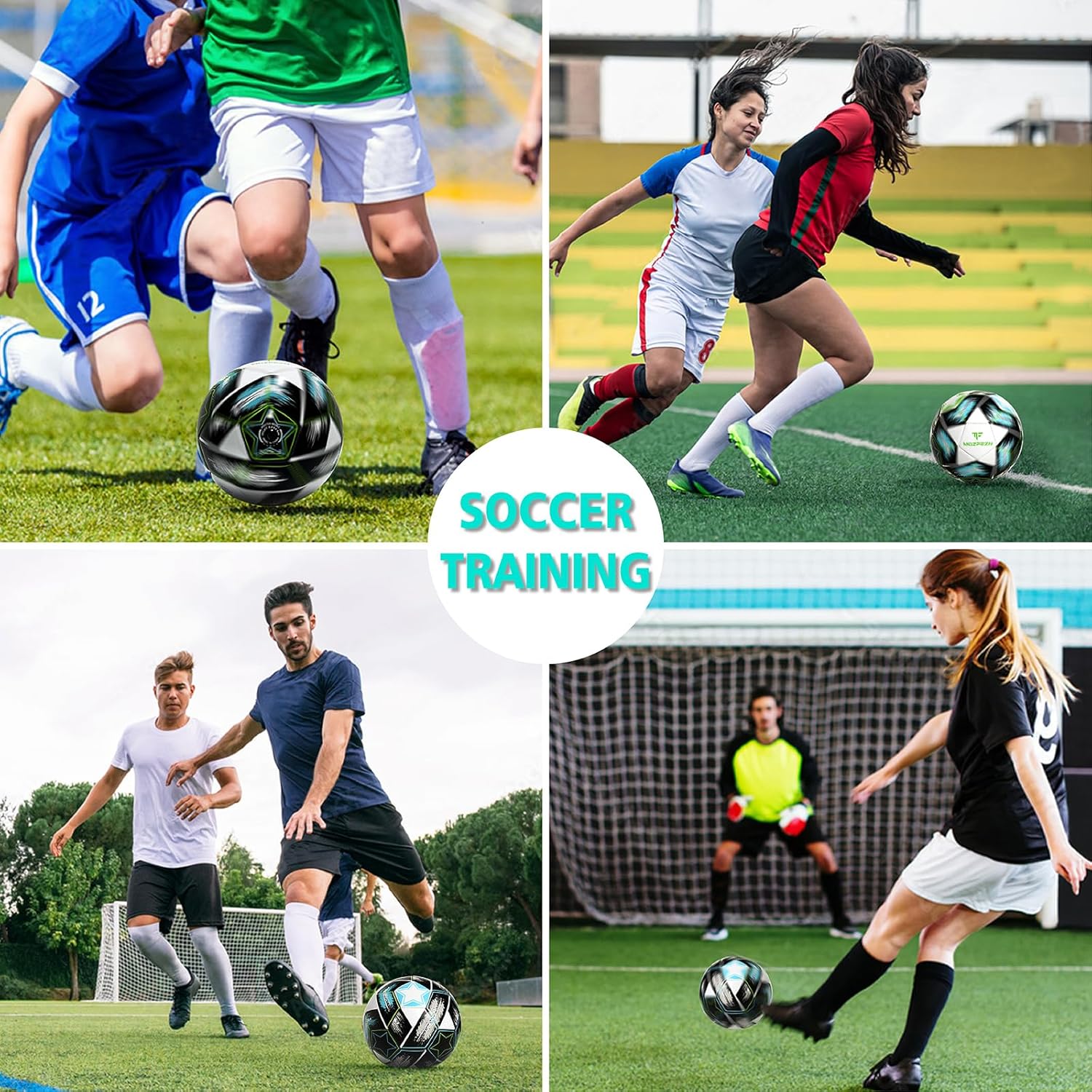 Soccer Ball Size 5&Size 3 for Youth and Adults,Indoor Training Practice Soccer Ball,Gift Idea for Kid with 1 Pump 1 Net Bag and 2 Needle