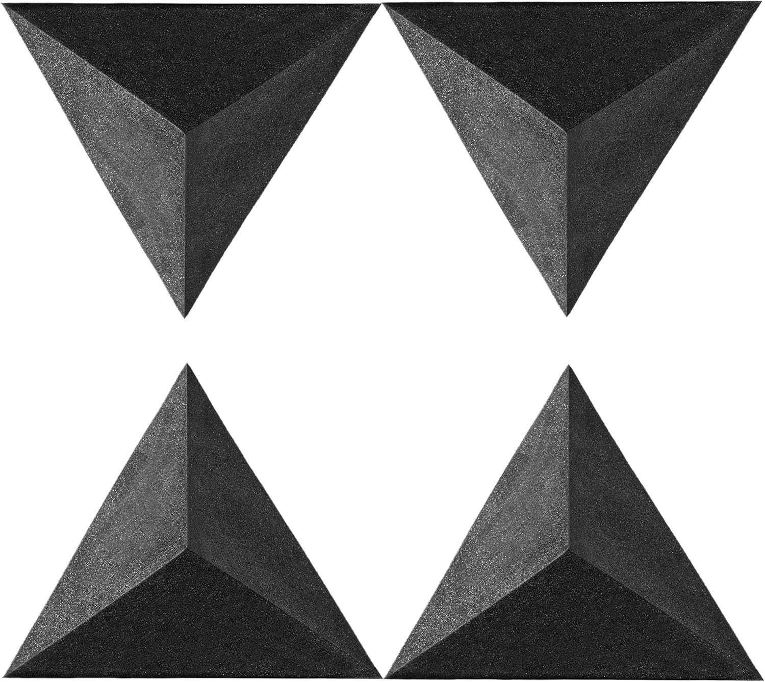 4 Pack Bass Traps for Ceiling Corner 16.5" Triangle 12" Depth Triangular Pyramid Acoustic Foam Bass Trap Sound Proofing for Home Studio Booth Low to High Frequency Sound Absorption Foam