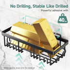 Rustproof Shower Caddy 6-Pack, No Drilling & Waterproof Adhesive Shower Shelves Rack with Soap Holder, Large Capacity Bathroom Organizers and Storage, Wall-Mounted Kitchen & Home Decor