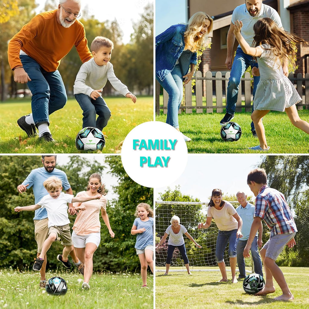 Soccer Ball Size 5&Size 3 for Youth and Adults,Indoor Training Practice Soccer Ball,Gift Idea for Kid with 1 Pump 1 Net Bag and 2 Needle