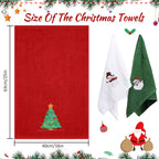 Large Christmas Hand Towels 3 Pieces, 100% Cotton Christmas Kitchen Towels 16" X 25" Christmas Towel for Bathroom Christmas Decoration - Red, White, Green