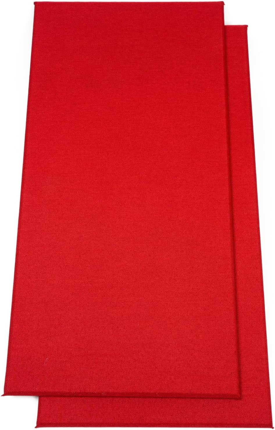 4 PCS Acoustic Panels Sound Absorbing Wall Art, Fabric Acoustic Wall Panels, 23.6"X11.8" Sound Absorbing Panels, Self Adhesive Sound Proof Panel, Noise Dampening Panels Studio Red