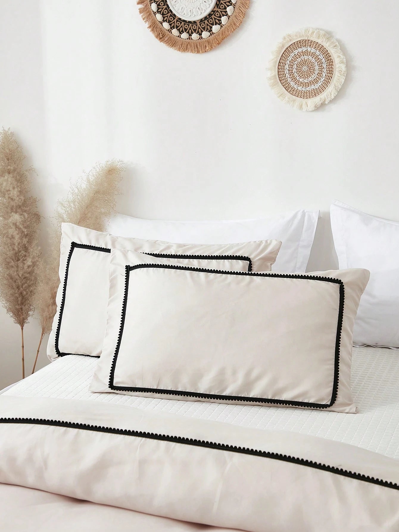 Beige Duvet Cover Set Boho Farmhouse Bedding Set 3 Pieces Mini Black Pom Pom Decor Beige Comforter Cover Soft Microfiber Pom Pom Comforter Cover for Boys Girls 1 Duvet Cover 2 Pillowcases No Comforter