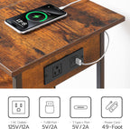 Record Player Stand with Charging Station and LED, Turntable Stand with Storage, 3 Tier End Table Hold up to 100 Albums, Record Table for Vinyl, Living Room, Rustic Brown and Black BF06UDRS01