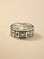 Fashionable and Popular Men Chinese Character Pattern Ring Copper for Vacation and for a Stylish Look