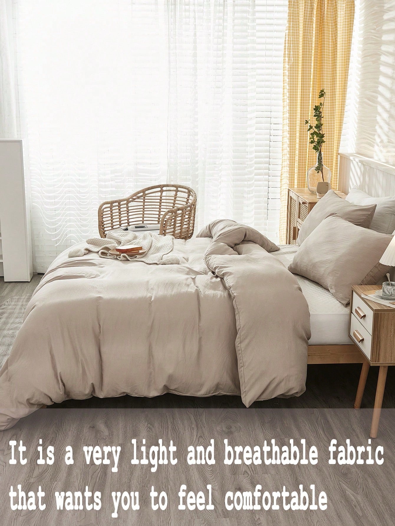 3Pcs Taupe Duvet Cover Set, Boho Farmhouse Bedding Set, Minimalist Solid Color Comforter Cover, Soft Microfiber, for Boys Girls (1 Duvet Cover + 2 Pillowcases No Comforter), School Bedding, Dorm Essentials, Cozy Aesthetic,