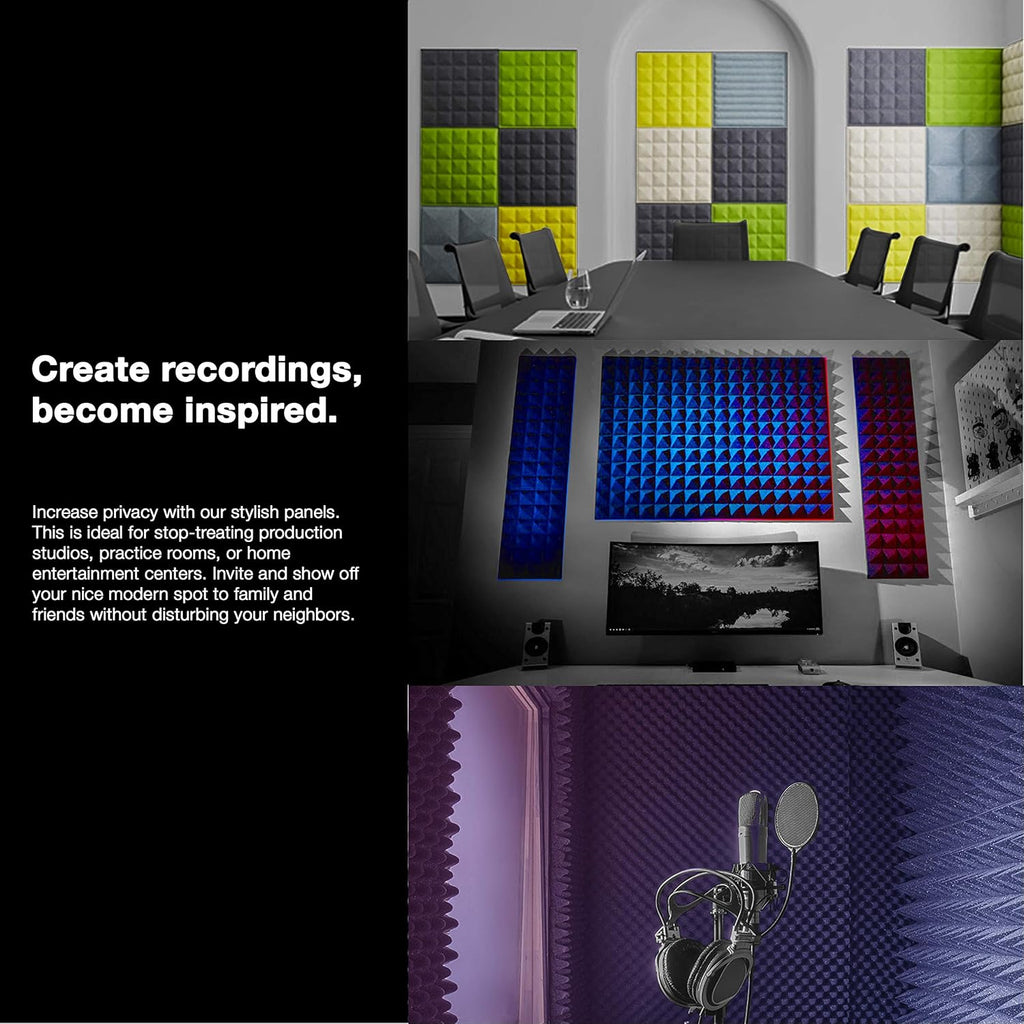 12 Pack Acoustic Foam Panels 7" X 7" X 12" Sound Absorbing Panel, Bass Trap Studio Foam, Corner Block Finish, Sound Panels Soundproof Sound Insulation Absorbing