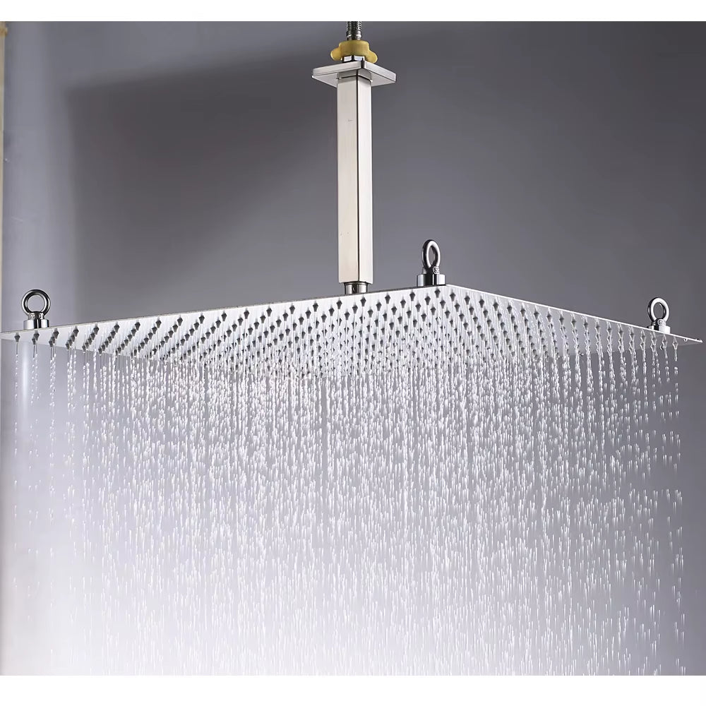 Matte Black 20Inch Rainfall Shower Head Ultrathin Rain Shower Bathroom Shower Faucet Accessory Stainless Steel Rain Shower Tap