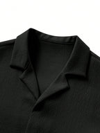 Men 2Pcs Set Fashionable European Style Jacquard Brand Casual Loose Shirt & Pants Suit, Beach Resort Outfit for Couples, Suitable as Gift for Husband/Boyfriend, Cozy Outfits