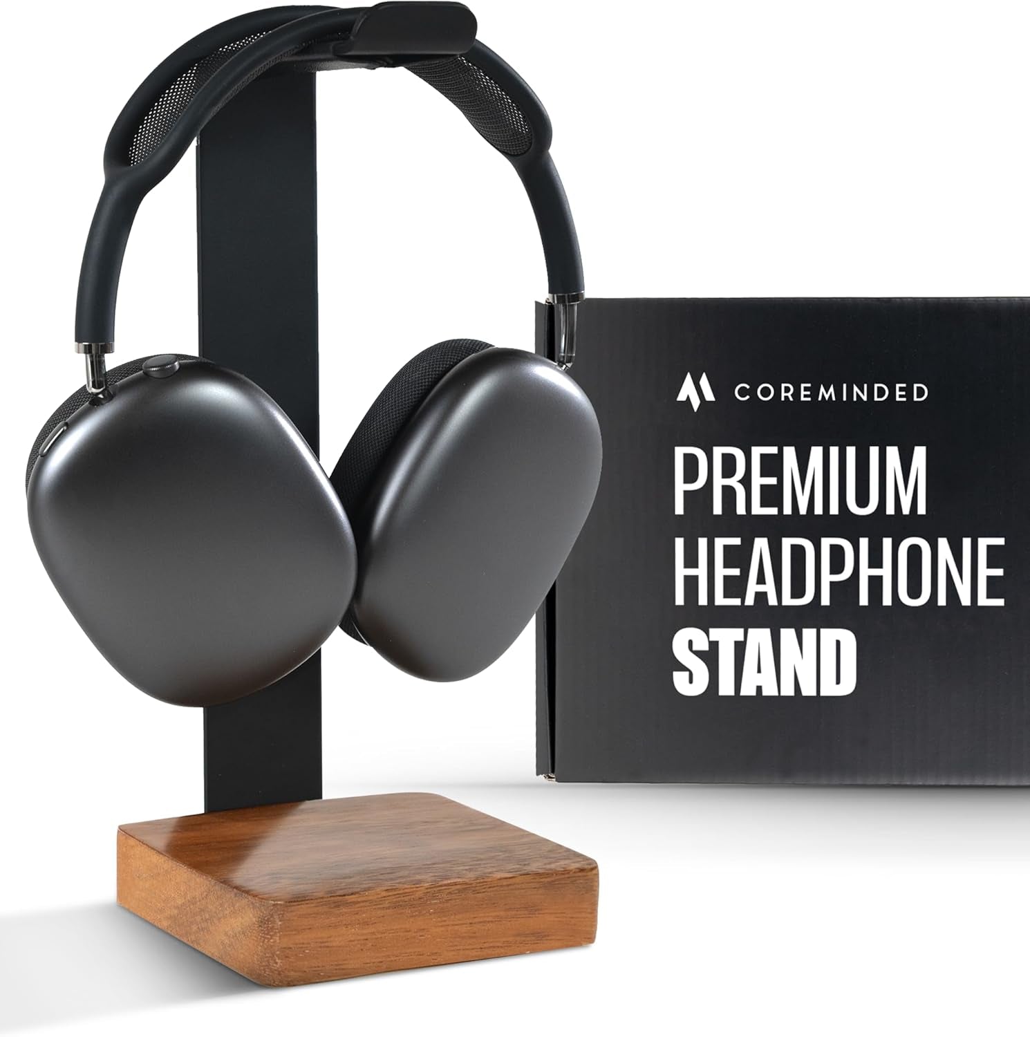 Universal Headphone Stand for Desk, Solid Wood Gaming Headset Stand, Heavy Duty Wooden Headphones Holder, Compatible with Airpods Max and More