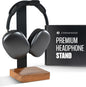 Universal Headphone Stand for Desk, Solid Wood Gaming Headset Stand, Heavy Duty Wooden Headphones Holder, Compatible with Airpods Max and More