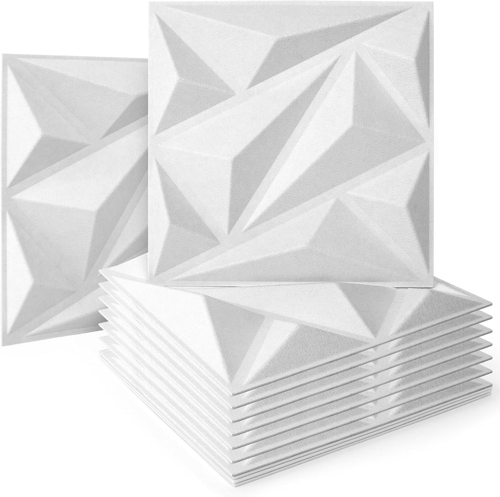 Acoustic Panels with Tape 20 Pack Soundproof Wall Panels Acoustic Foam Panels Sound Dampening Panels, 3D Wall Panels Sound Absorbing Panels, 12" X 12", White