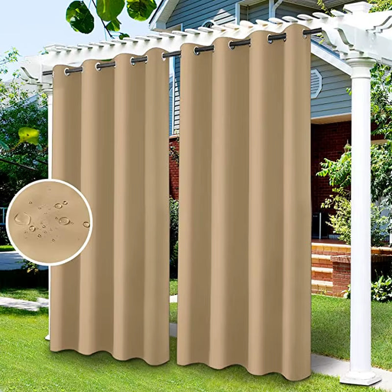 Outdoor Curtains Waterproof Garden Uv Exterior Curtain Sunlight Blackout Curtain for Patio Porch Pergola Covered Terrace Gazebo