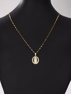 1Pc Elliptical Micro-Inlaid Cubic Zirconia Virgin Mary Pendant Necklace, Stainless Steel, Simple Religious Accessory Suitable for Women, Wedding, Party, Daily Wear. Jewelry Gift for Mom