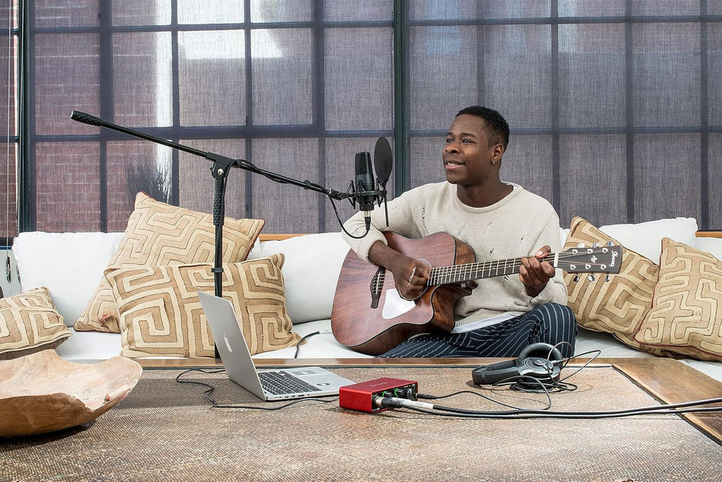 Scarlett Solo 3Rd Gen USB Audio Interface Bundle W/Lyxpro Cardioid Condenser Mic, Shockmount, Pop Filter, XLR Cable, Metal Mic Stand, Studio Headphones &  Creative Software Kit