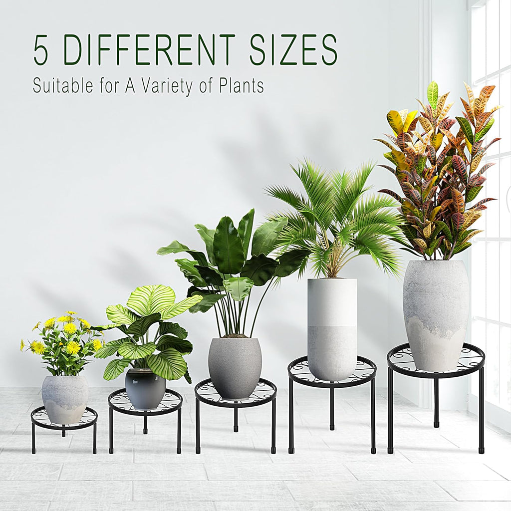 5-Pack Metal Plant Stands for Outdoor Indoor, Anti-Rust Iron Flower Pot Stand, Heavy Duty Plant Pot Shelf for Multiple Plant, Decoration Racks for Home, Patio & Garden