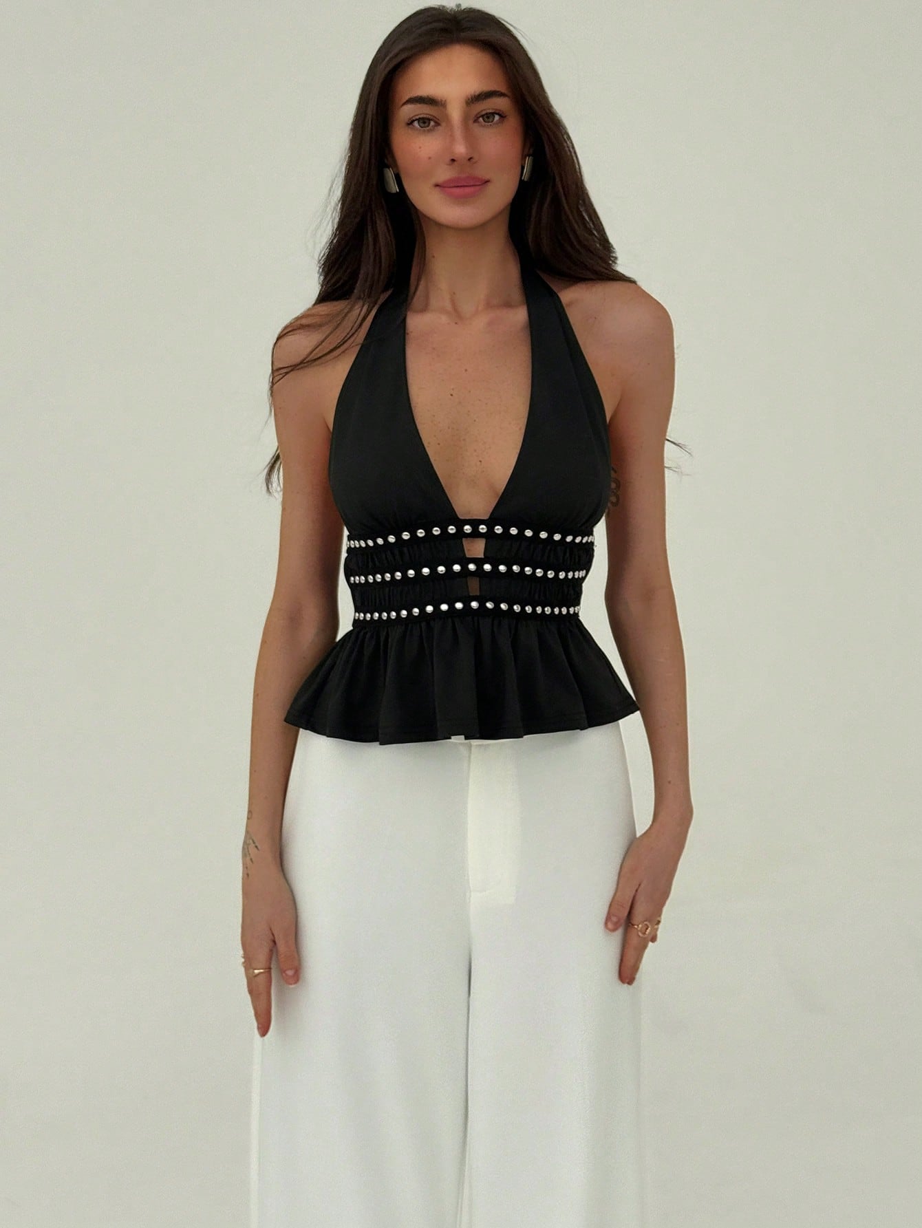 Aloruh Women'S Casual Minimalist Halter Halter Top, Daily Wear Concert Women Rave Festival Country Concert Ibiza Nashville Western Wear Women Western Boho Streetwear Tropical Gyaru Western Wear Women Western Gyaru Streetwear