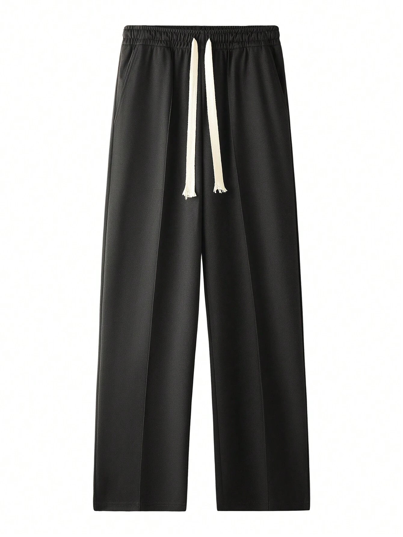 Men'S Drawstring Loose Fit Straight Leg Sporty Outdoor Casual Pants, Business Formal Style, Fall