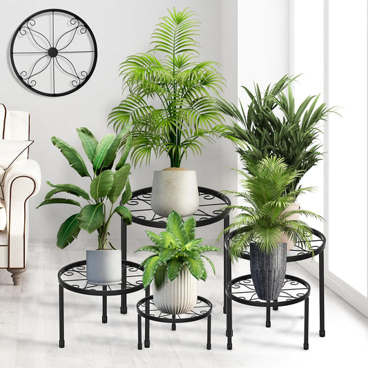 5-Pack Metal Plant Stands for Outdoor Indoor, Anti-Rust Iron Flower Pot Stand, Heavy Duty Plant Pot Shelf for Multiple Plant, Decoration Racks for Home, Patio & Garden