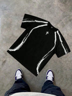 PAVTROS Manfinity Streetrush Streetrush Men'S Contrast Color Print round Neck Short Sleeve T-Shirt Men Y2K Clothes Men Outfit Men Black Outfit,Halloween,Halloween Party,Streetwear