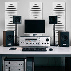 6-Pack Self-Adhesive Soundproof Acoustic Panels for Wall, 16 X 12 Inch Wave Design Noise Block with Polyester & Foam for Bedroom Studio Office