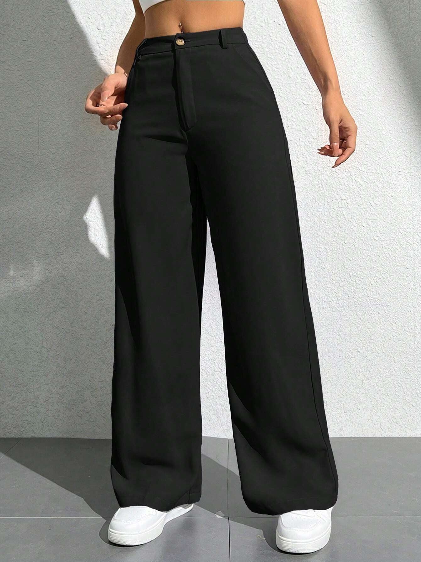 PETITE Ladies' Solid Color Simple Everyday Casual Trousers