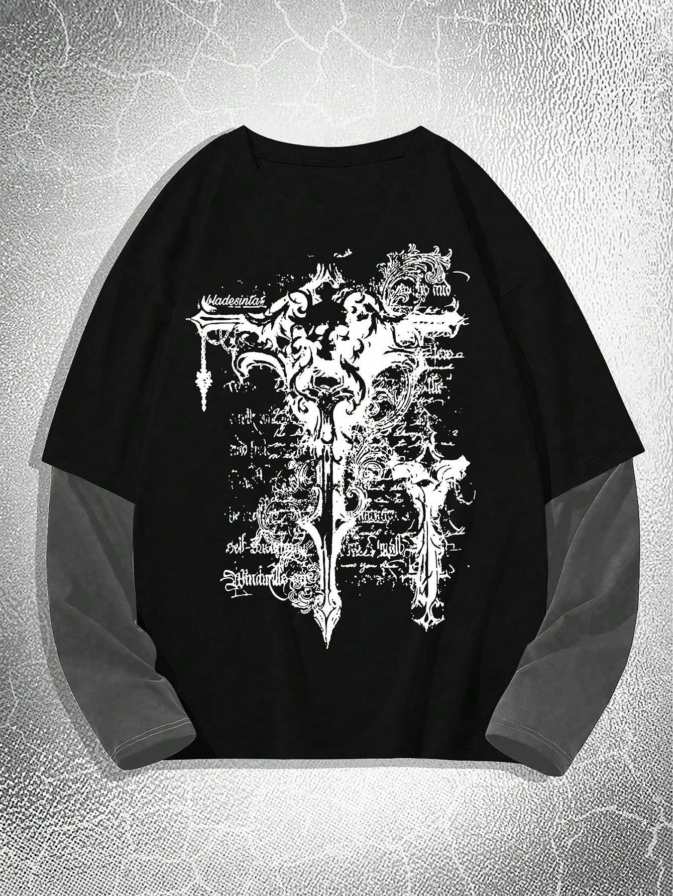 Manfinity Dauomo Men Colorblock round Neck Long Sleeve Graphic Print Casual T-Shirt, Fall