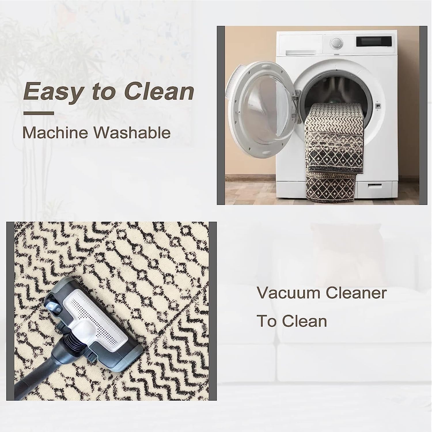 Moroccan Washable Runner Rug, 2X6 Ultra Soft Non-Slip Vintage Boho Hallway Kitchen Runner Rug Floor Carpet for Bedroom Bathroom Laundry Living Room