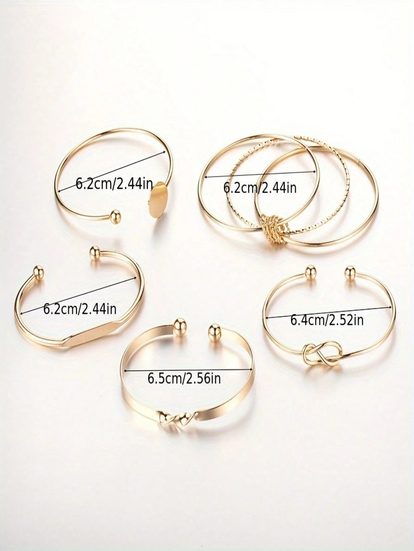 5Pcs/Set Vintage Exaggerated Wide Cuff Bracelet Set, Gold Smooth Asymmetrical Bangle and Bracelets, Suitable Gift for Girlfriends and Friends
