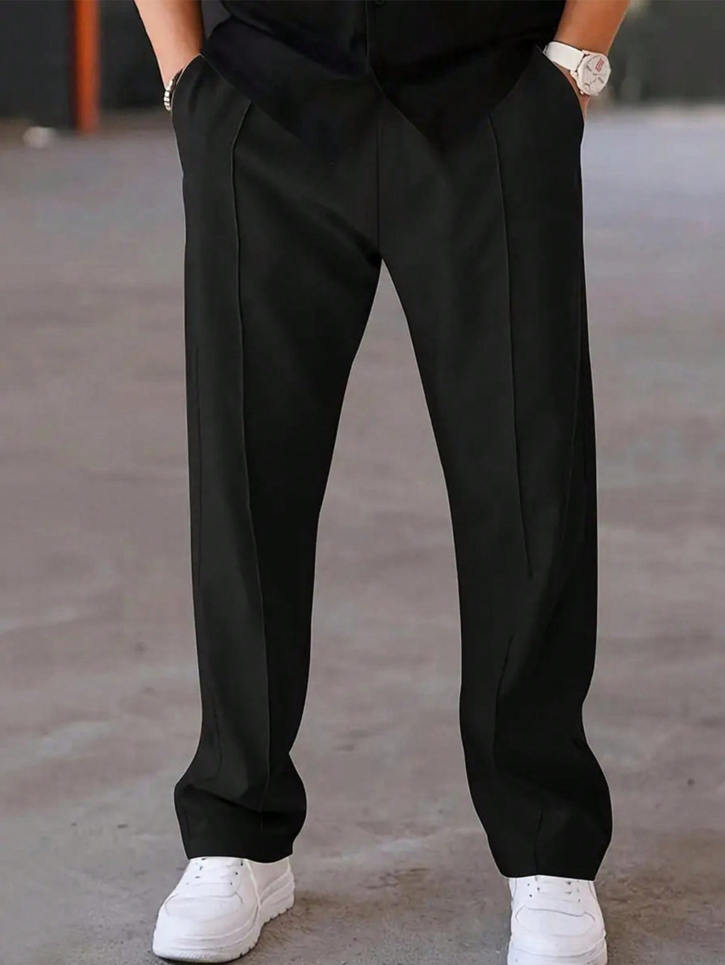 Men'S Drawstring Loose Fit Straight Leg Sporty Outdoor Casual Pants, Business Formal Style, Fall