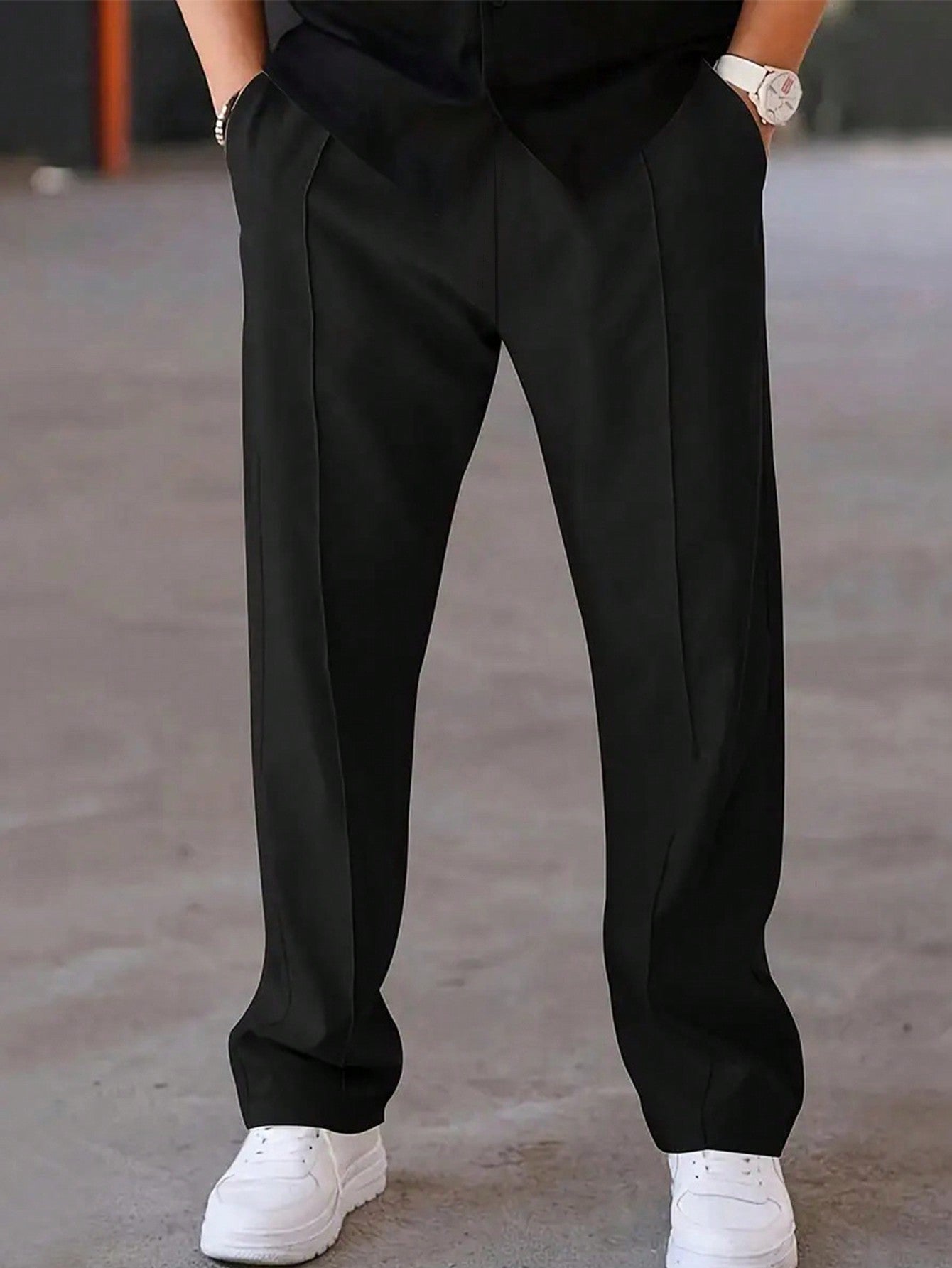 Men'S Drawstring Loose Fit Straight Leg Sporty Outdoor Casual Pants, Business Formal Style, Fall