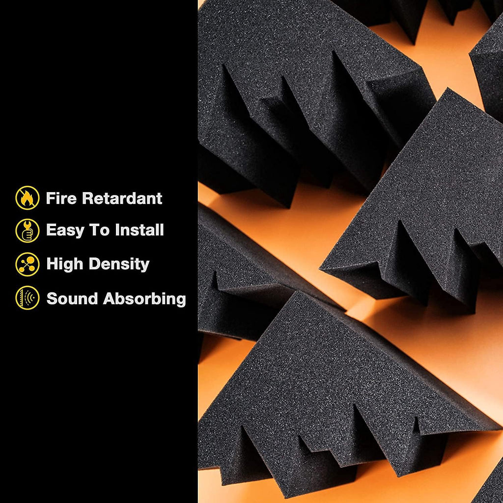 12 Pack Acoustic Foam Panels 7" X 7" X 12" Sound Absorbing Panel, Bass Trap Studio Foam, Corner Block Finish, Sound Panels Soundproof Sound Insulation Absorbing
