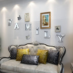 Family Wall Decor Letter Signs Acrylic Mirror Wall Stickers Decorations for Living Room Bedroom Home Decor Wall Decals (Silver, 61 X 23)