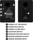 CR3.5 3.5" Creative Reference Powered Studio Monitors with Tone Knob and Location Switch — Active Speakers for Music Production, Desktop Computer, Gaming, Hifi Listening