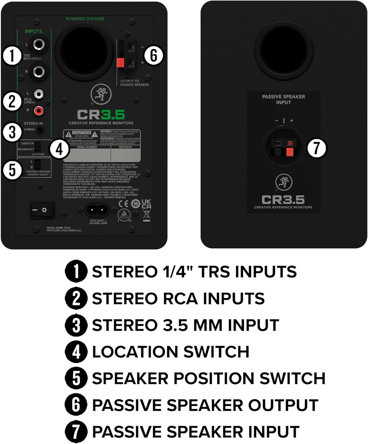 CR3.5 3.5" Creative Reference Powered Studio Monitors with Tone Knob and Location Switch — Active Speakers for Music Production, Desktop Computer, Gaming, Hifi Listening