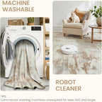 Area Rug Living Room Rugs: 5X7 Indoor Soft Fluffy Rug Abstract Carpet for Bedroom Kitchen Dining Room Floor Washable Plush Throw Large Accent Rug Home Office Nursery Decor - Beige