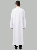 A Solid Color Small Stand up Collar Casual Button up Half Cardigan Muslim Men'S Traditional Worship Robe Clothing