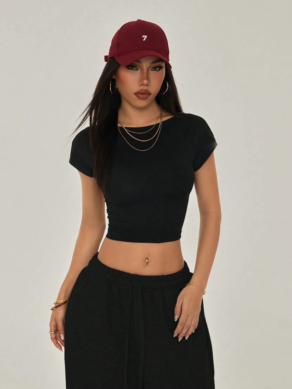 PETITE Black Open Back T-Shirt Top Suitable for Petite, Summer