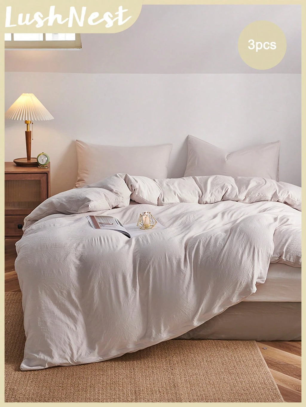 Plain Beige Duvet Cover Set Boho Farmhouse Bedding Set 3 Pieces Decor Beige Comforter Cover Soft Microfiber Duvet Cover for Boys Girls 1 Duvet Cover 2 Pillowcases No Comforter School Bedding